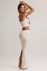 Modal Mid-Rise Maxi Skirt in Stripe Print