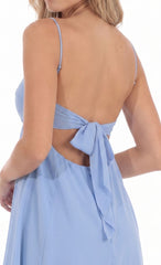 Tie Back Babydoll Mini Dress in Light Blue