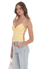 Open Back Lace Top in Yellow