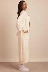 Fluffy Knit Longline Cardigan in Ivory