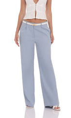 Wide Leg Linen Pants in Sky Blue