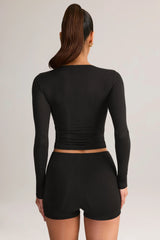 Modal High-Rise Mini Shorts in Black