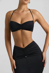 Slinky Jersey Hardware Detail Halterneck Bralette in Black