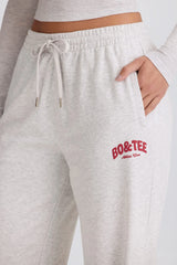 Soft Cotton Mid-Rise Wide-Leg Joggers in Grey Marl