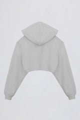 Brushed Jersey Hooded Cropped Shrug in Fog Grey