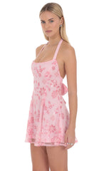 Embellished Halter Mini Dress in Pink
