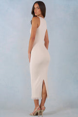 Modal Lace-Trim Midaxi Dress in Ivory