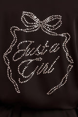 Embellished Loose-Fit Wrap-Over Robe in Black