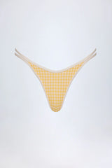Double-Strap Cheeky Bikini Bottoms in Yellow Gingham