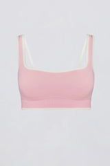 Soft Active Contrast Sports Bra in Powder Pink