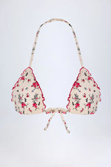 Micro Triangle Bikini Top in Red Floral