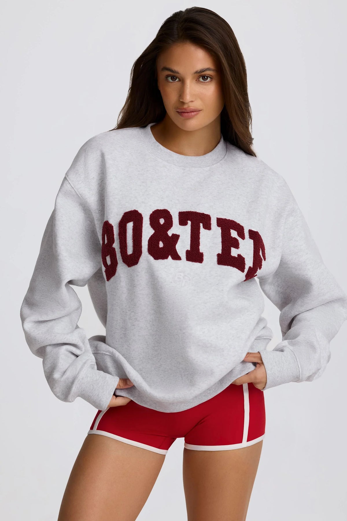 Oversized Crew-Neck Sweatshirt in Heather Grey