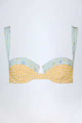 Underwired Balconette Bikini Top in Yellow Gingham