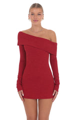 Lace Off Shoulder Dress in Red