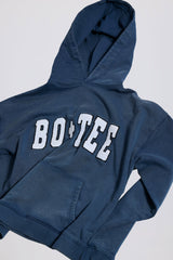 Soft Cotton Jersey Acid Wash Oversized Hoodie in Blue