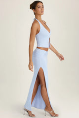 Ruched Maxi Skirt in Periwinkle Blue