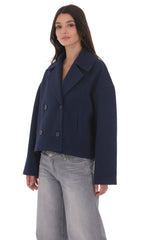 Double Breasted Short Trench in Navy