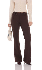 Low Rise Boot Cut Pants in Brown