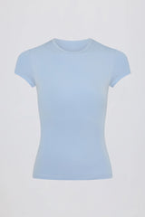 Cut-Out Longline T-Shirt in Sky
