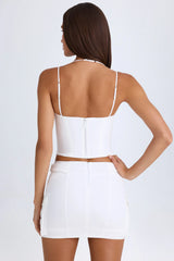 Lace-Up Cargo Micro Mini Skirt in White