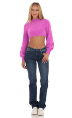 Knit Mock Neck Jumper in Magenta