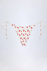 Side-Tie Cheeky Bikini Bottoms in Cherry Print