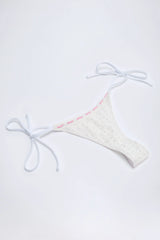 Broderie Anglaise Side-Tie Thong Bikini Bottoms in White