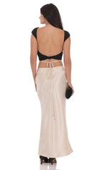 Satin Wrap Maxi Skirt in Champagne