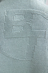 Chunky Knit Zip-Up Cropped Hoodie in Dusty Teal