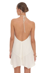 Halter Layered Mini Dress in Ivory
