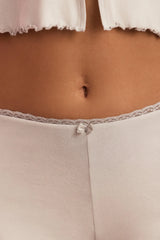 Lace-Trim Mid-Rise Pyjama Shorts in Cloud Grey