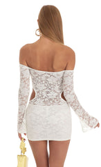 Lace Cutout Dress in White