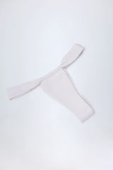 Ruched Thong Bikini Bottoms in White