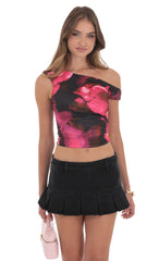 Off Shoulder Floral Top in Pink