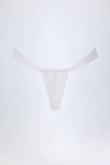 Ruched Thong Bikini Bottoms in White