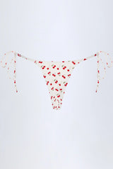 Side-Tie Cheeky Bikini Bottoms in Cherry Print