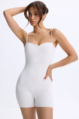 Modal Sweetheart-Neck Low-Back Unitard in White