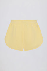 Button-Detail Mid-Rise Shorts in Lemon