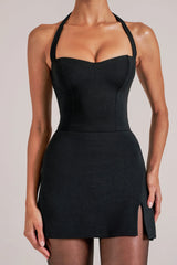 Longline Halterneck Top  in Black