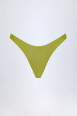 High-Leg Cheeky Bikini Bottoms in Olive Green