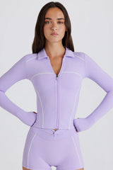 Soft Active Contrast Zip-Up Jacket in Lilac