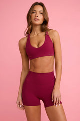 Soft Active Mini Shorts in Burgundy