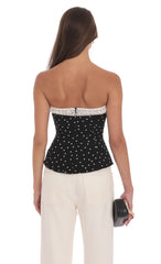 Strapless Polka Dot Top in Black