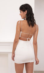Suede Ties Dress in White