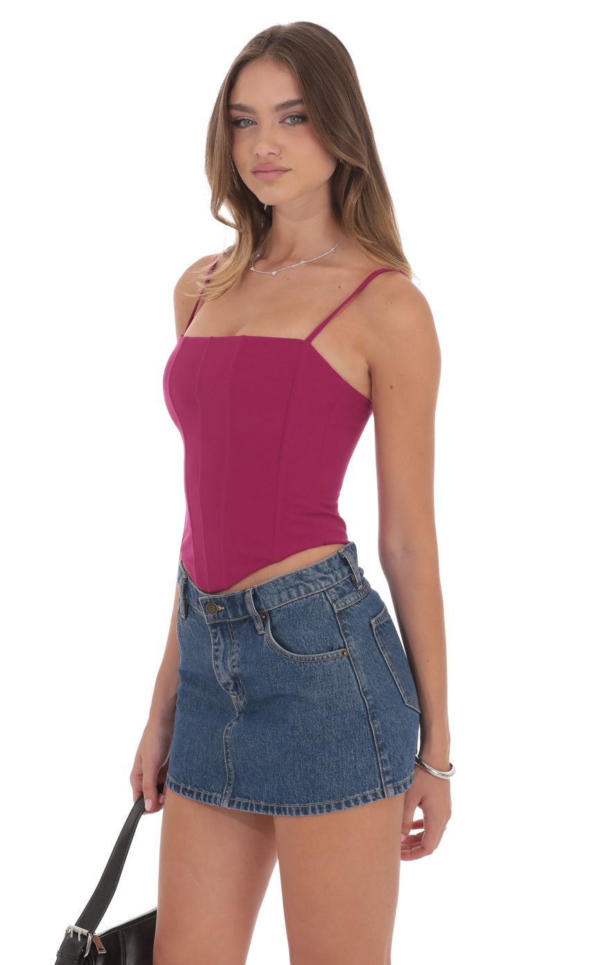 Pointed Corset Top in Magenta