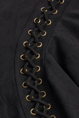 Lace-Up Mid-Rise Mini Skirt in Black