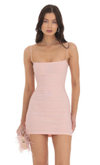 Mesh Bodycon Dress in Light Pink