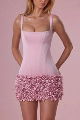 Premium Satin Mini Dress in Blush Pink
