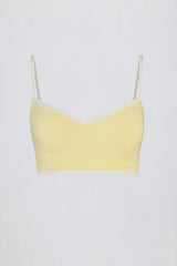 Soft Active Sweetheart-Neck Contrast Sports Bra in Soft Yellow