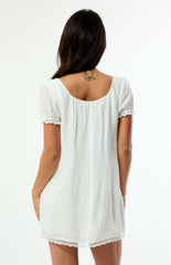 Beverly and Beck Naomi Lace Trim Short Sleeve Babydoll Dress